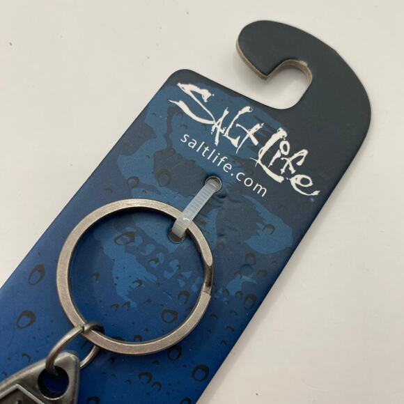 Salt Life Metal Surfboard Key Chain Bottle Opener Antiqued Gray Palm Trees NWT - Picture 4 of 4